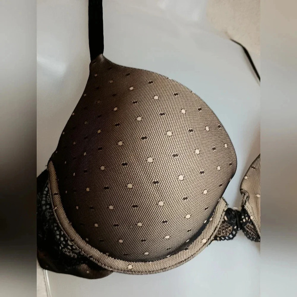 DKNY gold and black polka dot lace bra (#965) - Picture 4 of 6